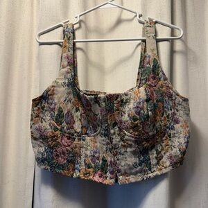Vintage pattern bustier style corset top - sz L; originally from Target